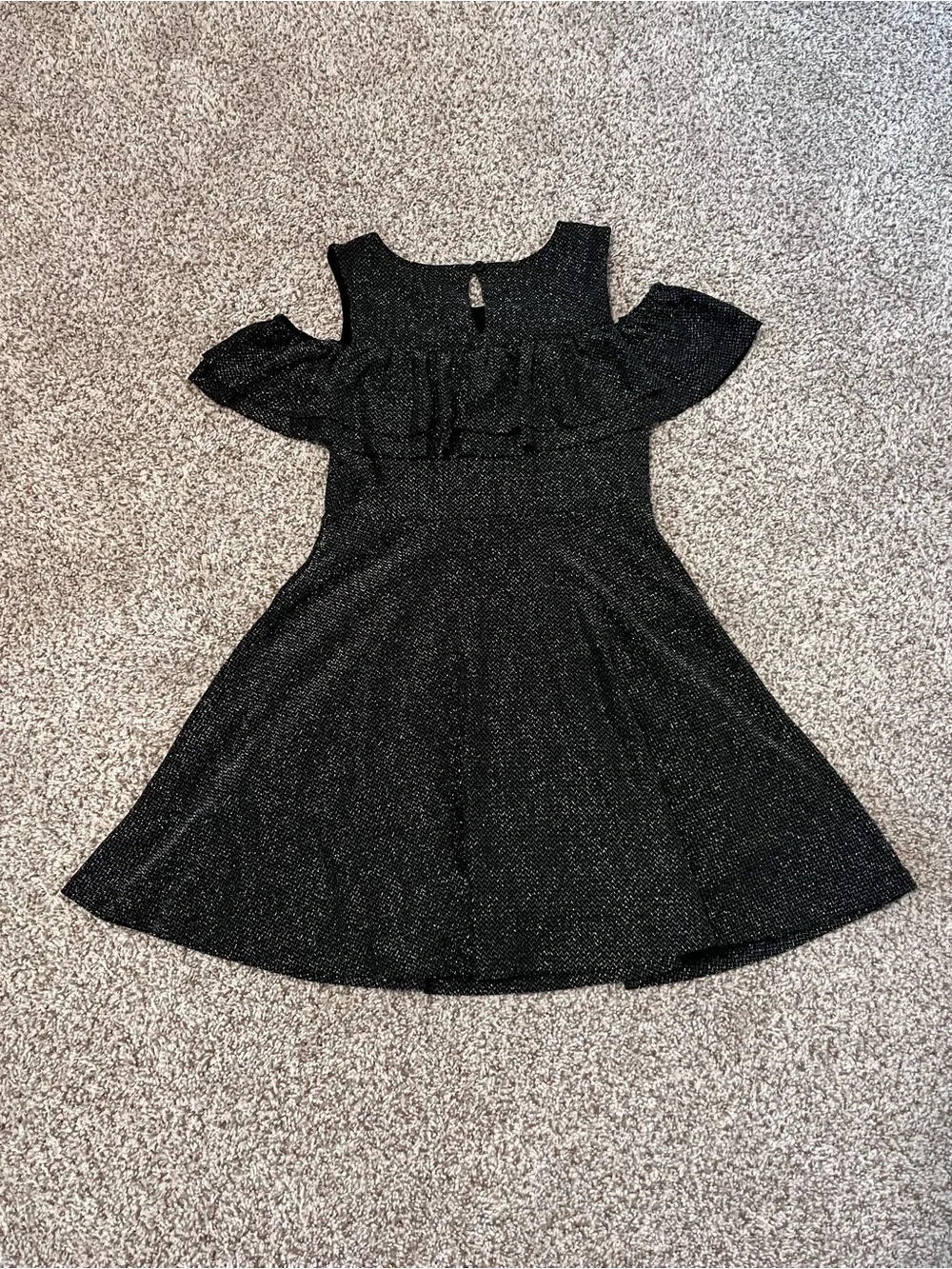 Children’s Place Black Glitter Ruffle Cold-Shoulder Dress